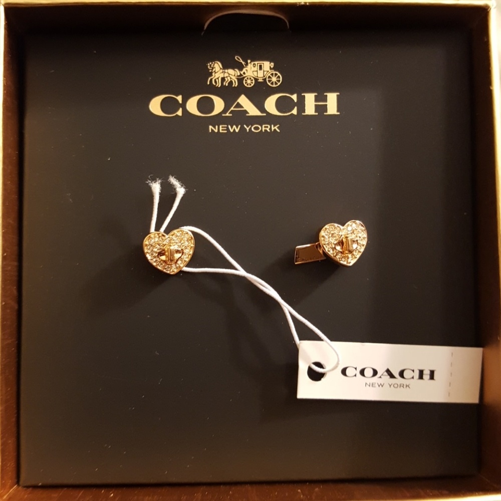 Twinkling heart studded earrings by Coach